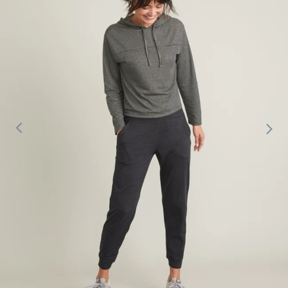 Marine layer Dawn Textured Hoodie in Black/Natural Grid - Picture 5 of 8